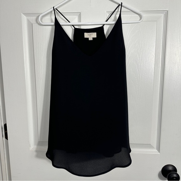 Loft Outlet size SP black cami, racerback, chiffon with full lining, layer - Picture 1 of 9